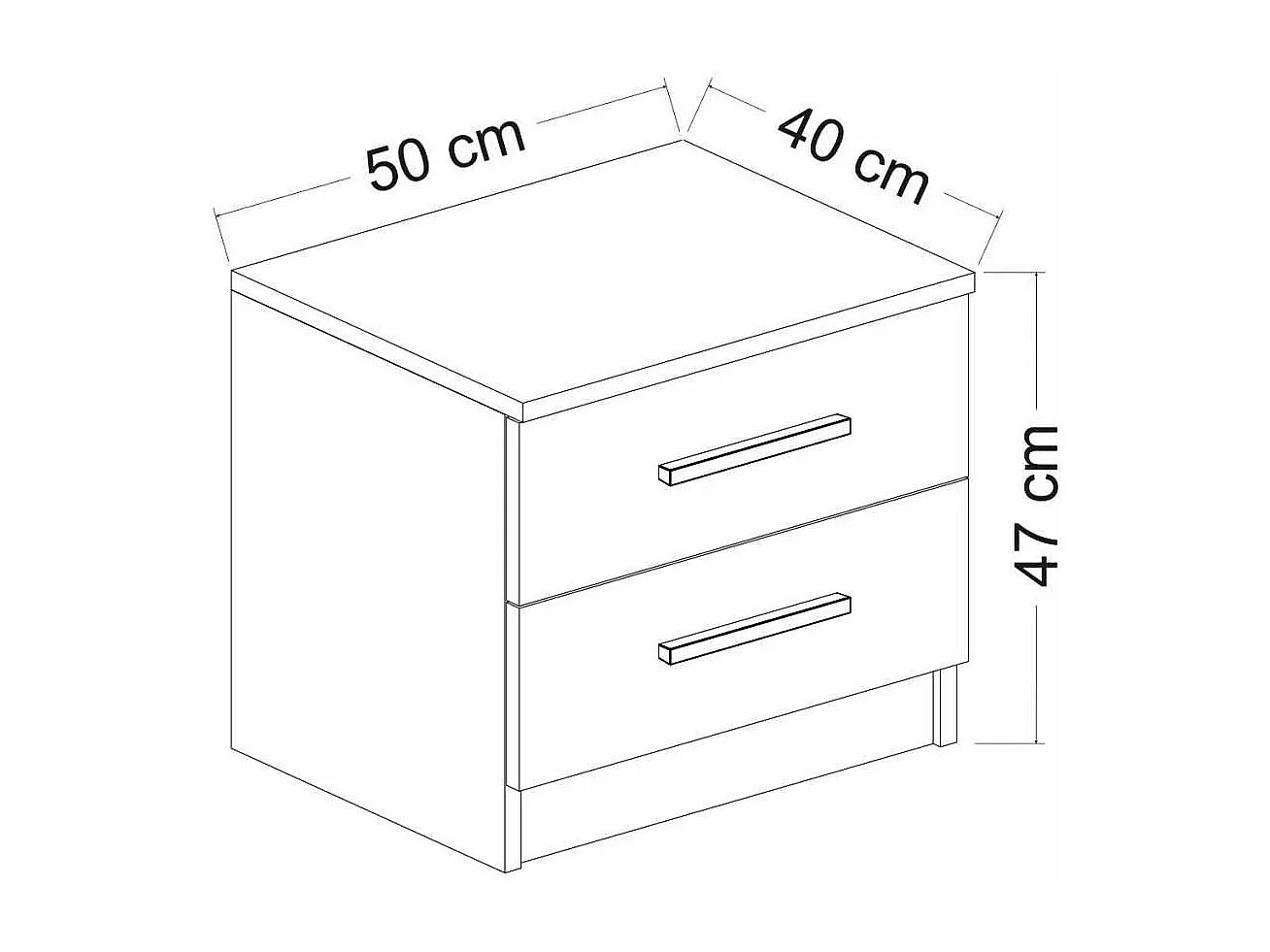 Chevet Dbauman, Commode basse, Table de nuit, Étagère de chevet, 50x47 h40 cm, Noyer et Noir