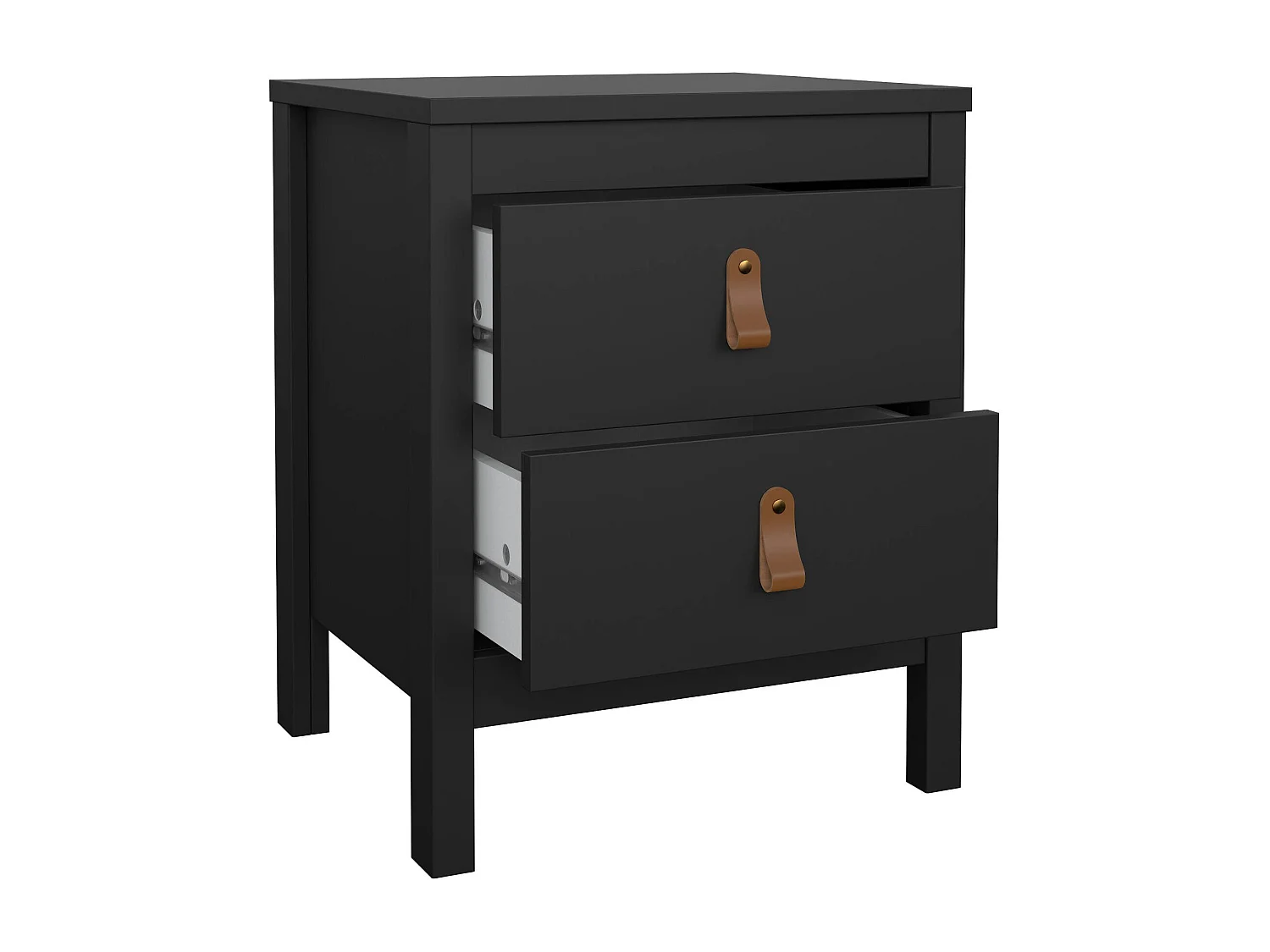 Nachttisch Drull, Niedrige Kommode, Tisch, Multifunktionaler Nachttisch, 44x38 h54 cm, Schwarz