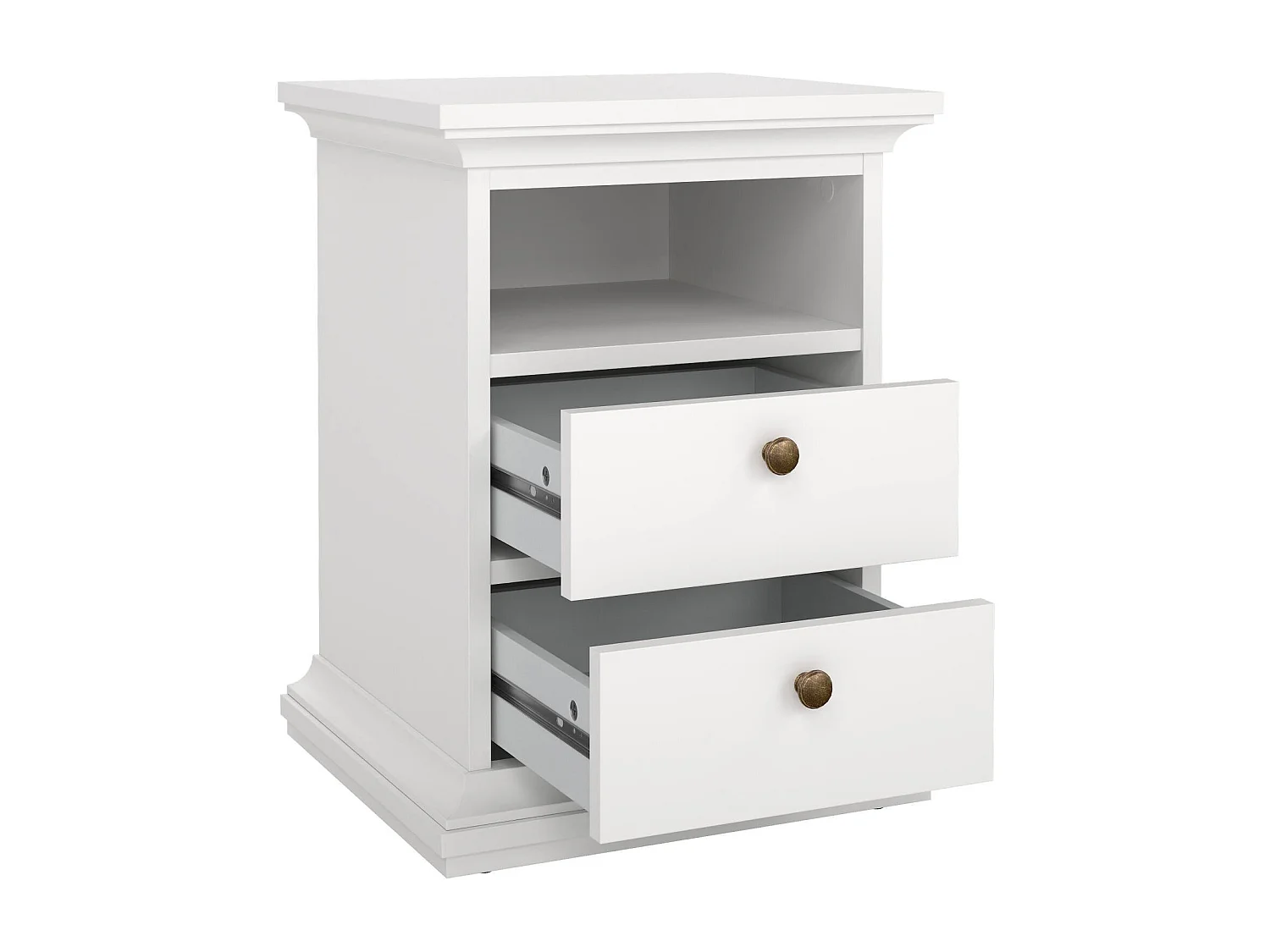 Comodino Alichin, 2 Cassetti, 40x43.6x58.8h cm Bianco