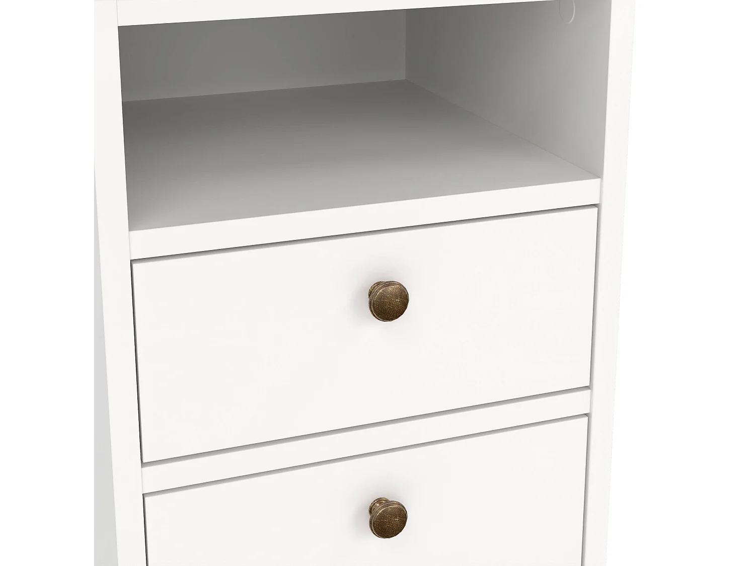 Comodino Alichin, 2 Cassetti, 40x43.6x58.8h cm Bianco