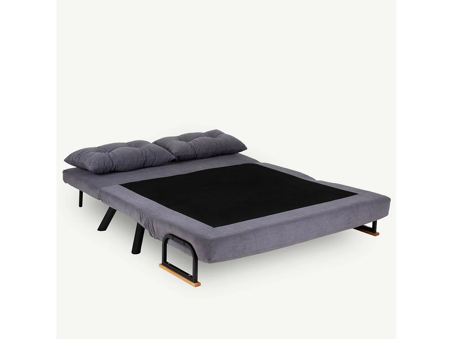 2-Sitzer SchlafsofaDworle, Verwandelbares Sofa, Lineare Stoffstruktur, Schlafsessel mit Stauraum, 133x78 h78 cm, Dunkelgrau