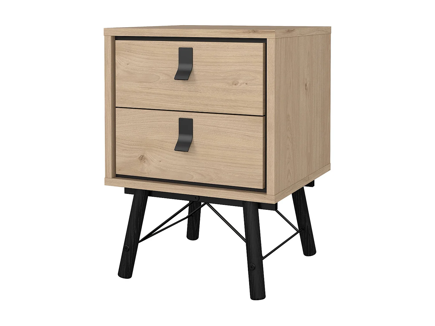 Comodino Jean, 2 Cassetti, 40.1x43.3x59.6h cm Marrone Rovere