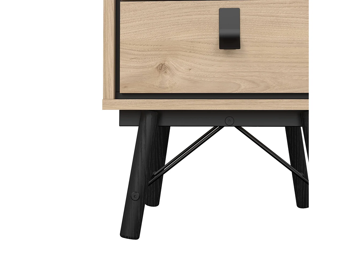 Chevet Drovell, Commode basse, Table de nuit, Étagère de chevet, 43x40 h60 cm, Chêne clair