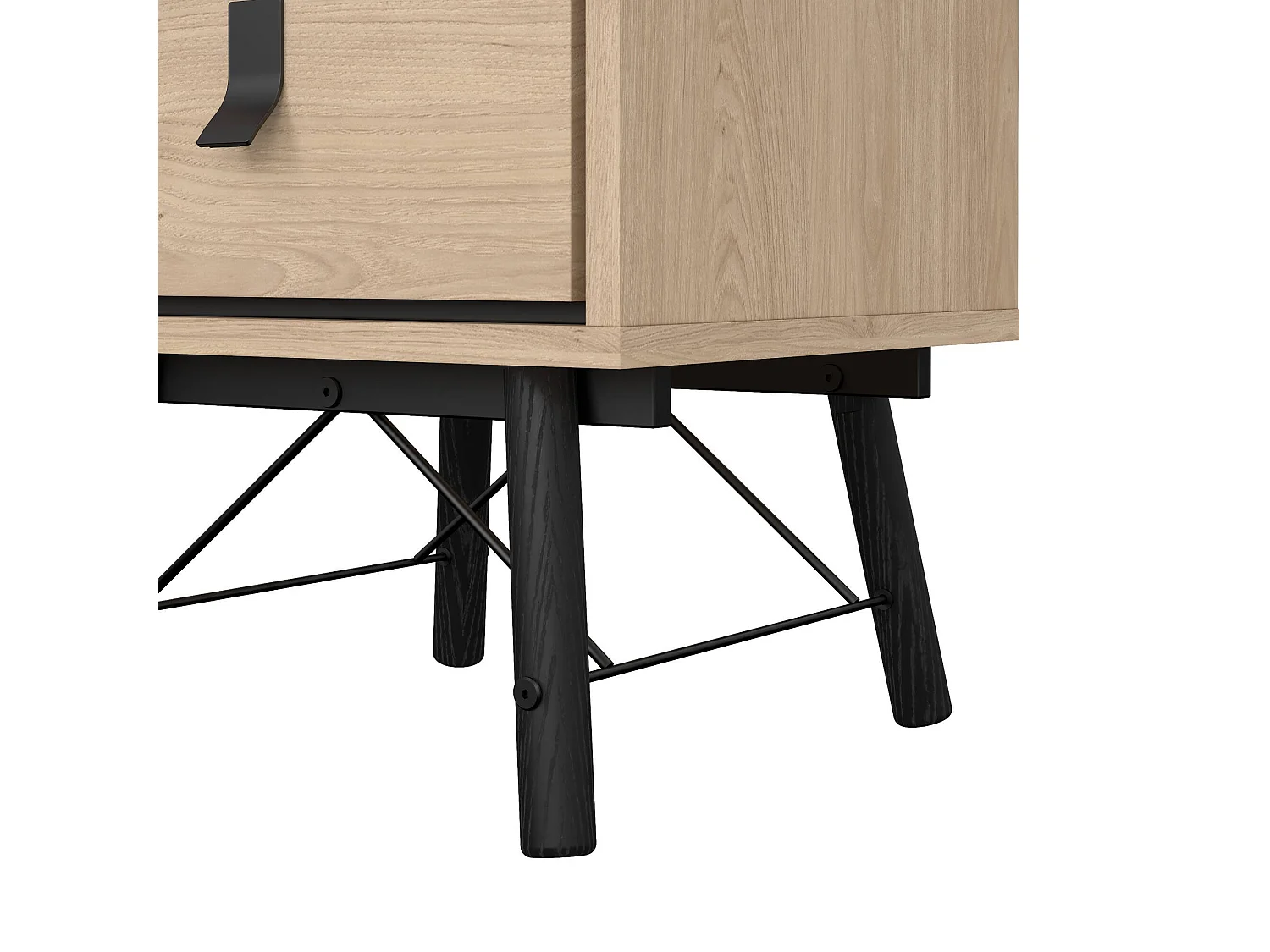 Nachttisch Drovell, Niedrige Kommode, Tisch, Multifunktionaler Nachttisch, 43x40 h60 cm, Eiche