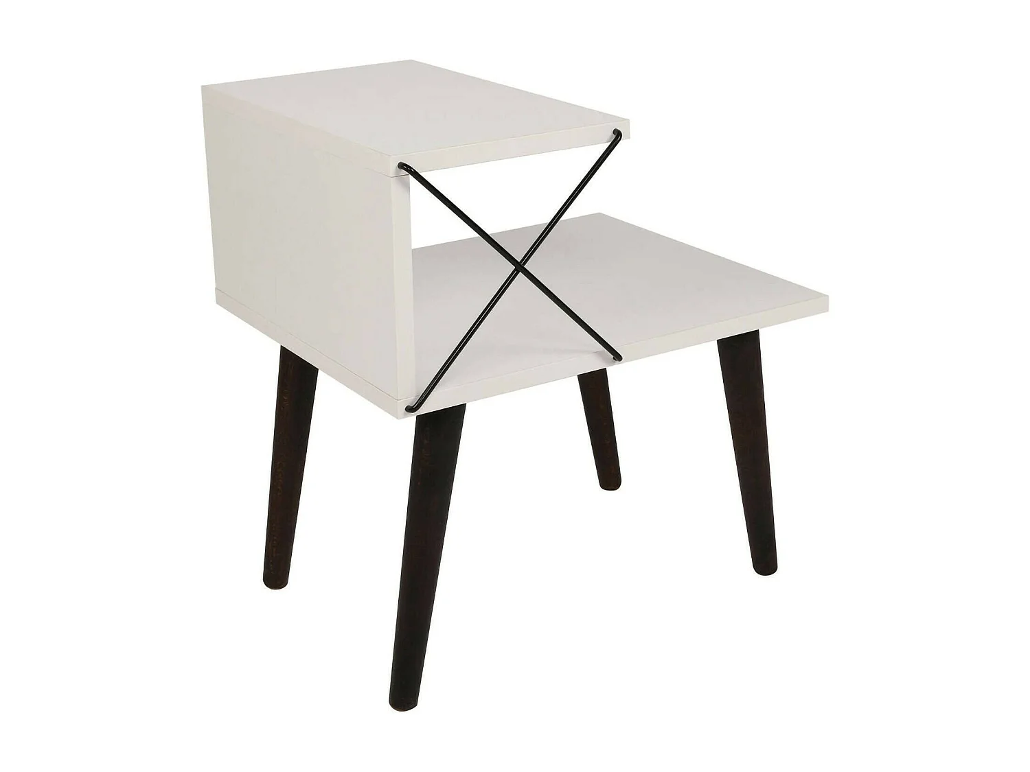 Chevet Astraea, Commode basse, Table de nuit, Étagère de chevet, 50x40h55 cm, Blanc