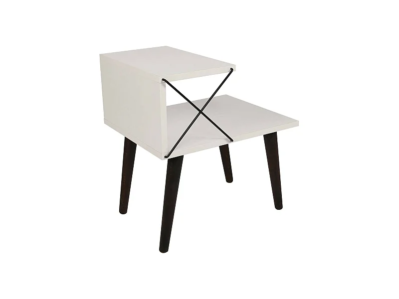 Chevet Astraea, Commode basse, Table de nuit, Étagère de chevet, 50x40h55 cm, Blanc