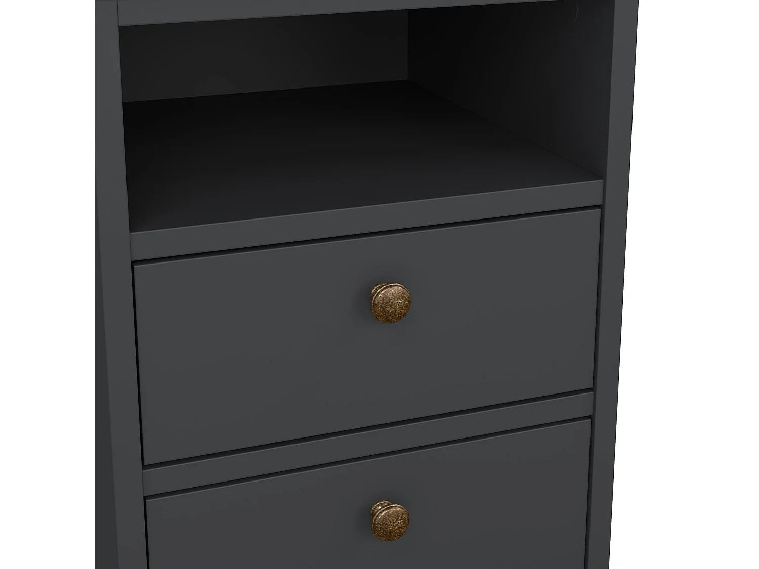 Comodino Alichin, 2 Cassetti, 40x43.6x58.8h cm Grigio