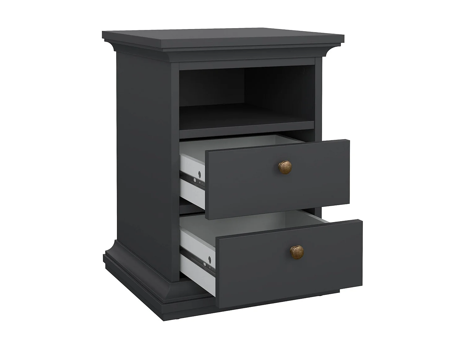 Comodino Alichin, 2 Cassetti, 40x43.6x58.8h cm Grigio