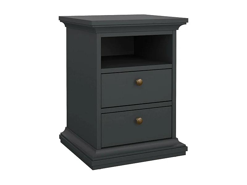 Mesa de cabeceira Drossin, Cómoda baixa, Mesa de cabeceira, Prateleira de cama, 44x40 h59 cm, Cinza