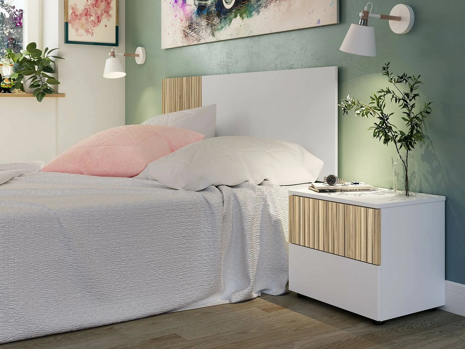 Comodino Josie, un Ripiano, 41.5x50x34h cm Bianco