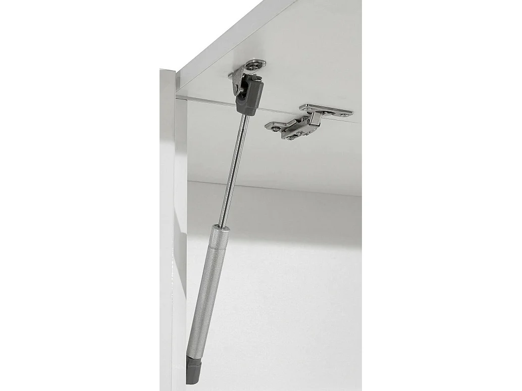 Dceccaron complete keuken, Set met bijkeuken, Keukenkast, Lineaire blokkit, 100% Made in Italy, 255x60h85 cm, Glanzend wit en leisteen