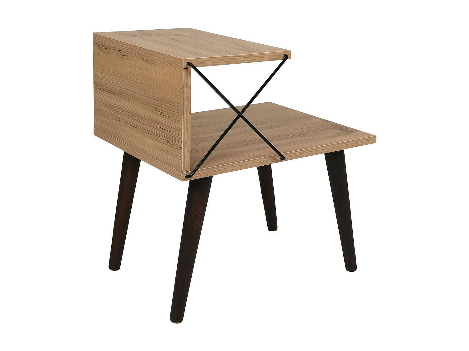 Chevet Astraea, Commode basse, Table de nuit, Étagère de chevet, 50x40h55 cm, Chêne