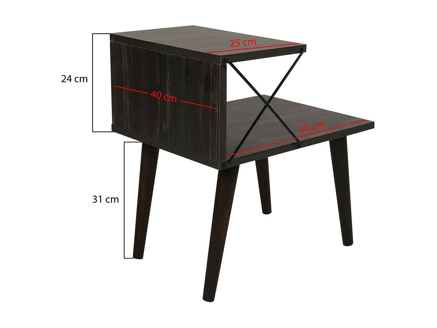Nachttisch Dfranzin, Niedrige Kommode, Tisch, Multifunktionaler Nachttisch, 50x40h55 cm, Aschgrau