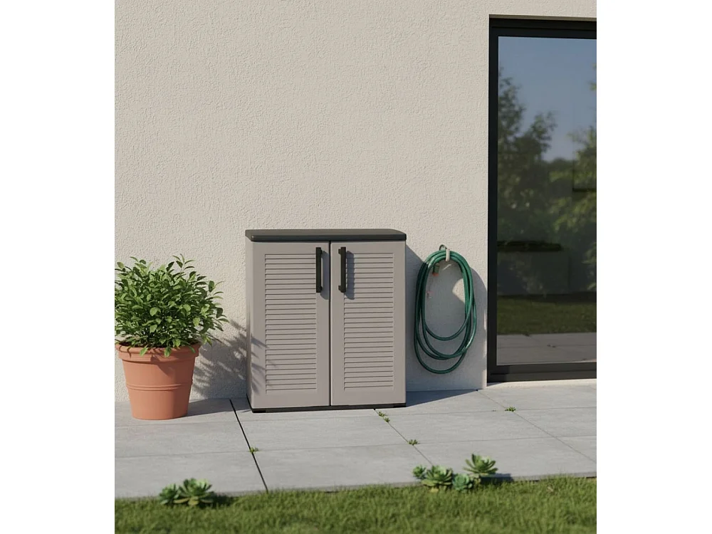 Armadio da Esterno Arisa, un Ripiano Made in Italy, 37x68x84h cm Grigio, Mobile da Giardino