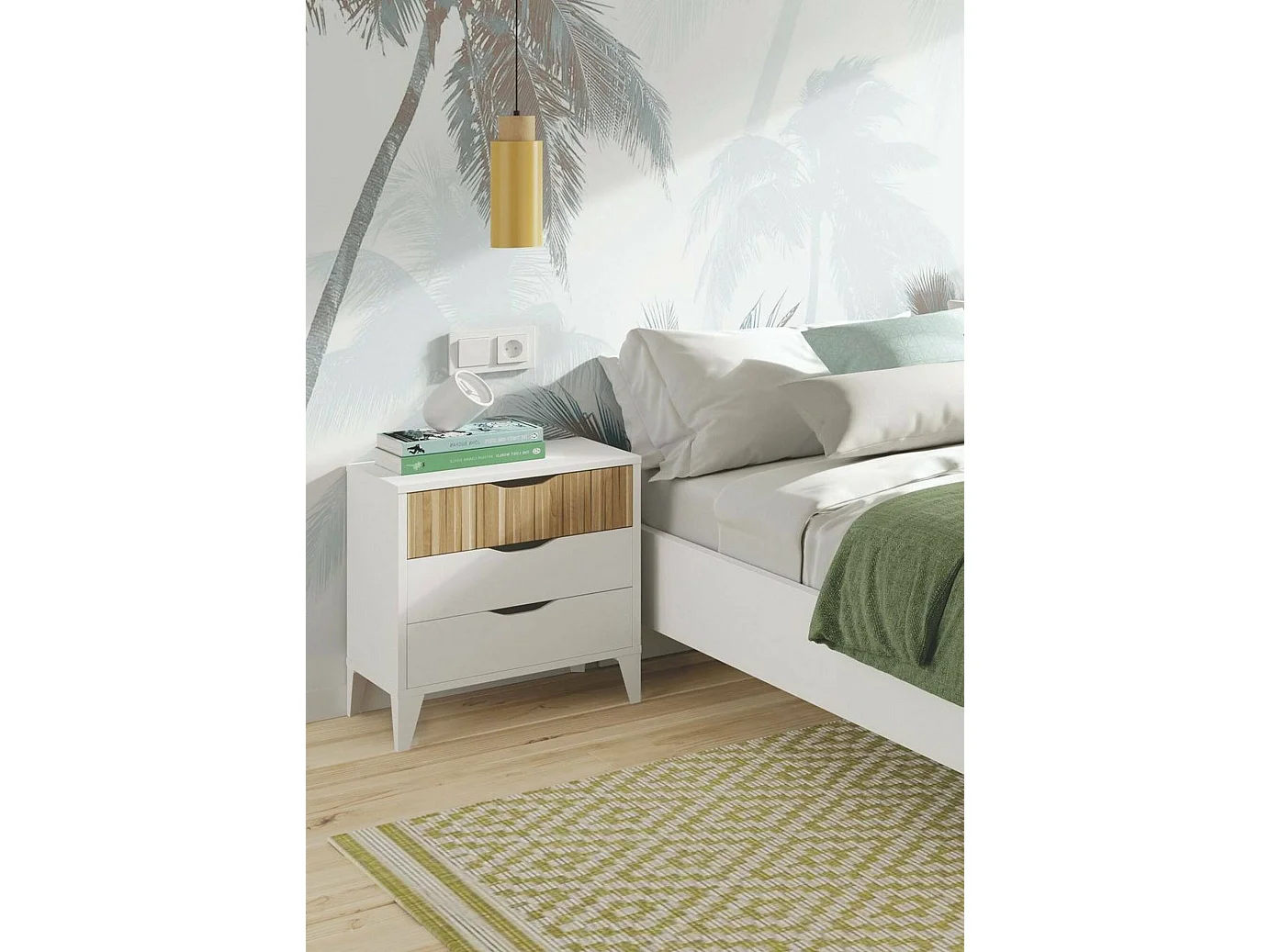 Comodino Jessa, un Ripiano, 33x44x50h cm Bianco