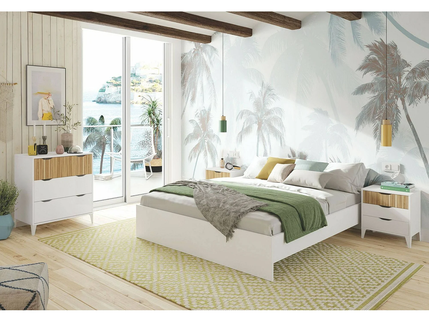 Comodino Jessa, un Ripiano, 33x44x50h cm Bianco