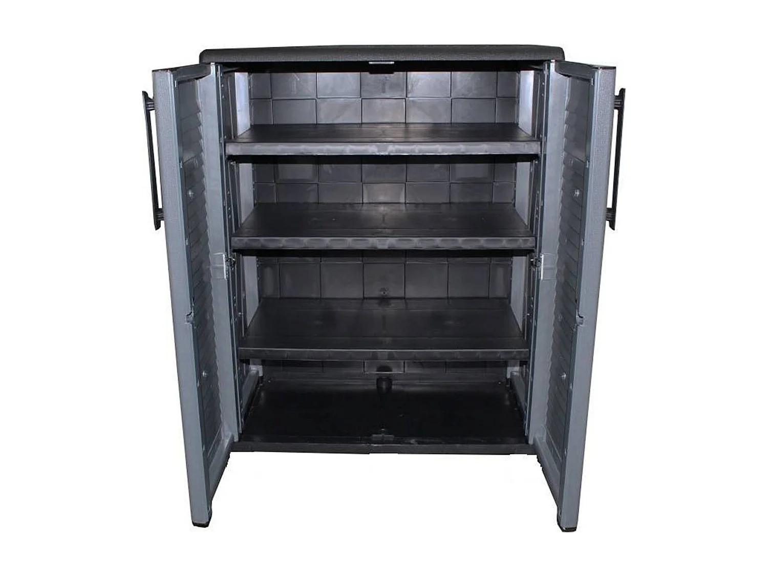 Armadio da Esterno Amordel, 3 Ripiani Made in Italy, 37x68x84h cm Grigio, Mobile da Giardino