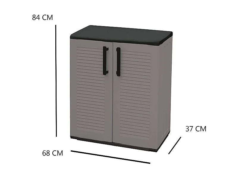 Daltinie Outdoor-Garderobe, Outdoor-Möbel, Mehrzweck-Balkongarderobe, 100 % Made in Italy, Grau und Schwarz, gestreifte Oberfläche, 68 x 37 x 84 cm