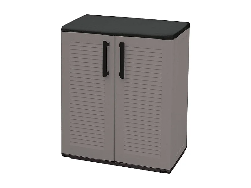 Daltinie Outdoor-Garderobe, Outdoor-Möbel, Mehrzweck-Balkongarderobe, 100 % Made in Italy, Grau und Schwarz, gestreifte Oberfläche, 68 x 37 x 84 cm