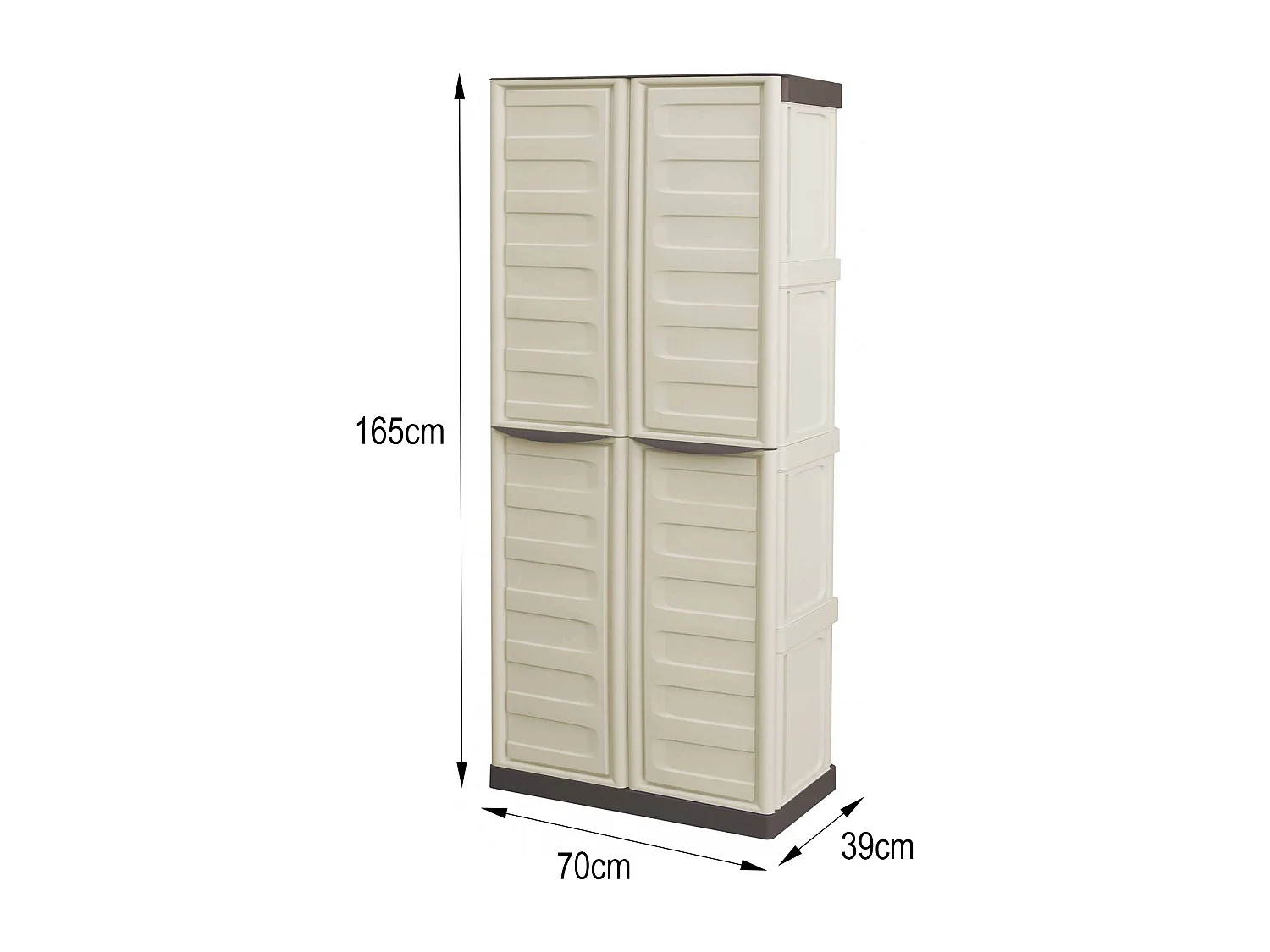 Armadio da Esterno Ipno, 3 Ripiani Made in Italy, 39x70x165h cm Beige, Mobile da Giardino