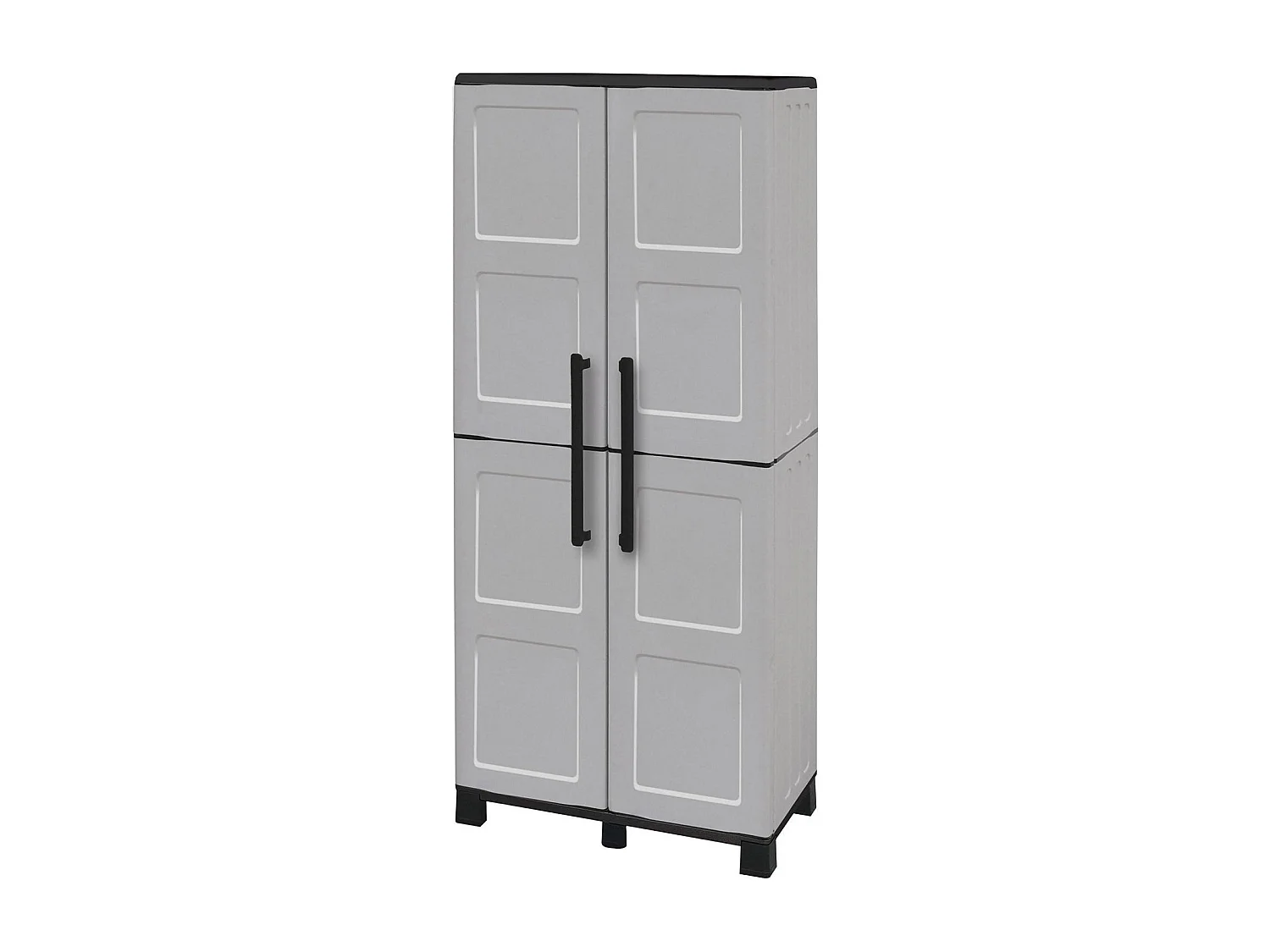 Dbesaggi Outdoor-Garderobe, Mehrzweck-Balkonschrank mit 2 Türen, 100 % Made in Italy, 68 x 37 x 169 cm, Hellgrau und Schwarz, kariertes Finish