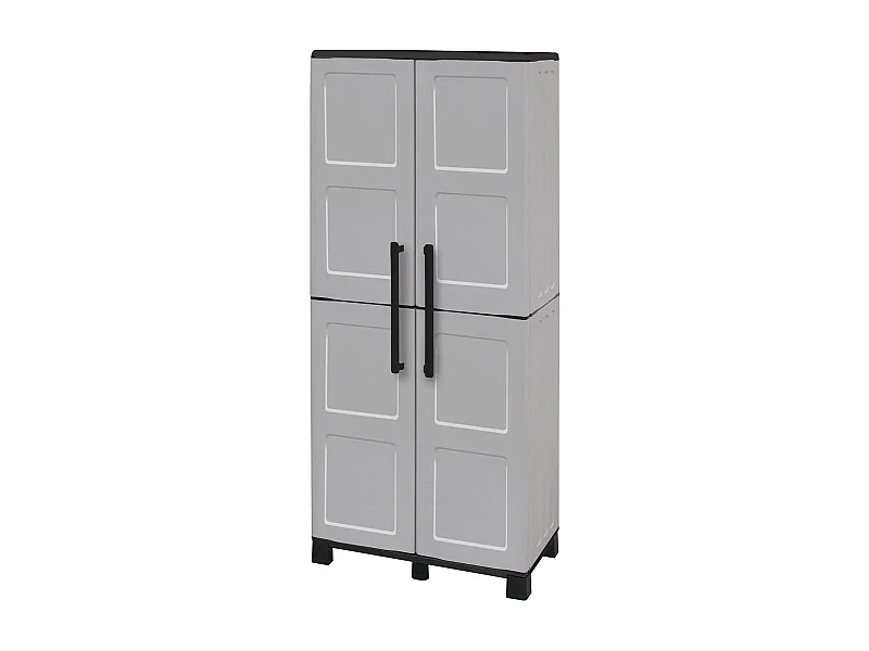 Armadio da Esterno Ash, 3 Ripiani Made in Italy, 37x68x169h cm Grigio Chiaro, Mobile da Giardino