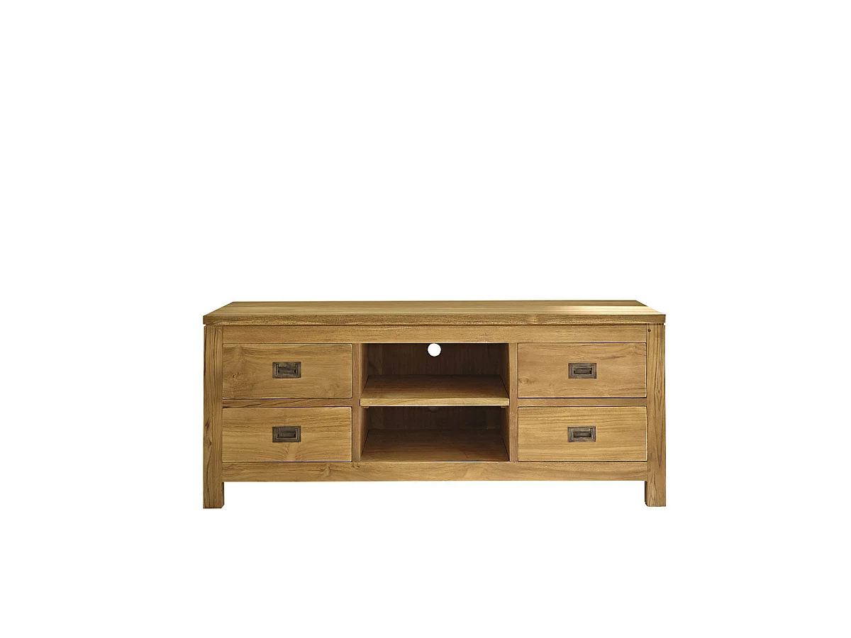 Mueble de TV de teca maciza de 120 cm