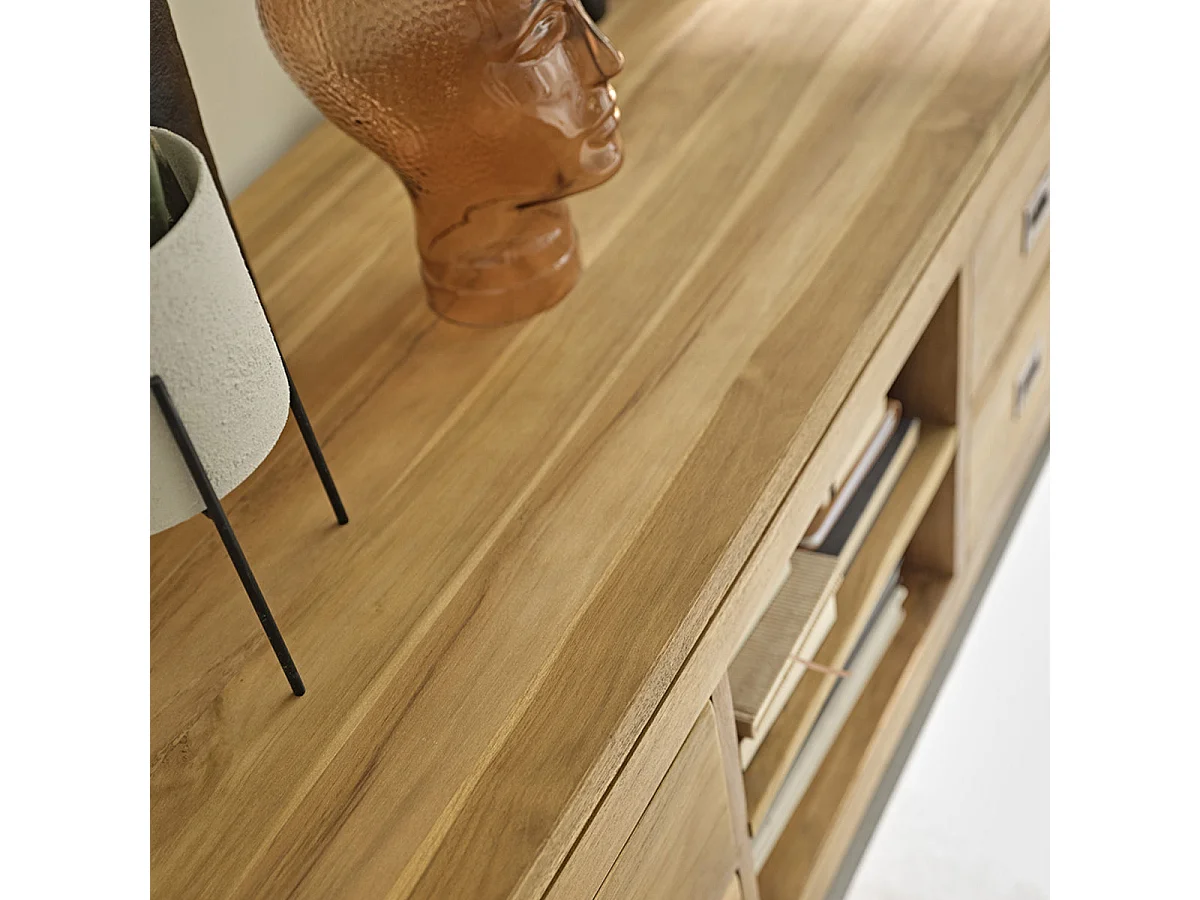 Mueble de TV de teca maciza de 120 cm