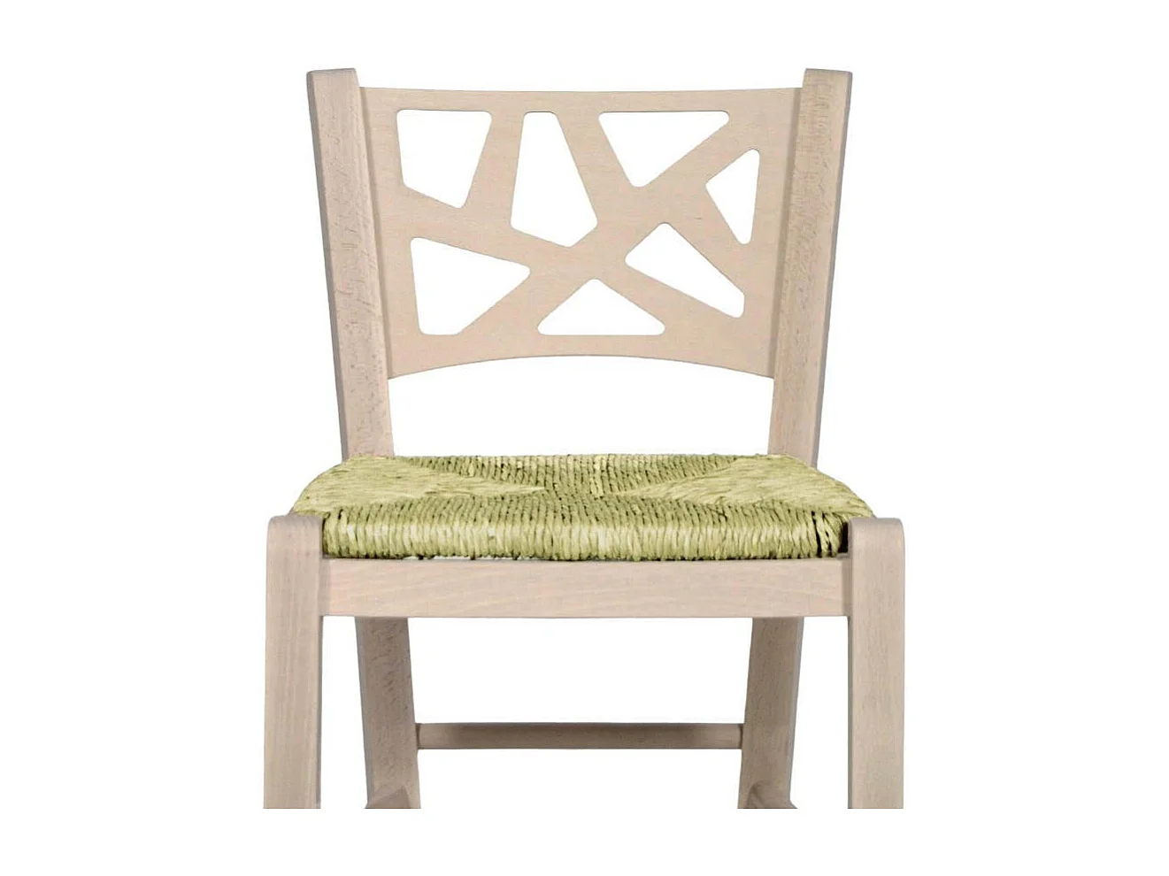 Hoge, elegante barkruk van onbewerkt hout, te schilderen, hoogte 73 cm, met zitting van stro.