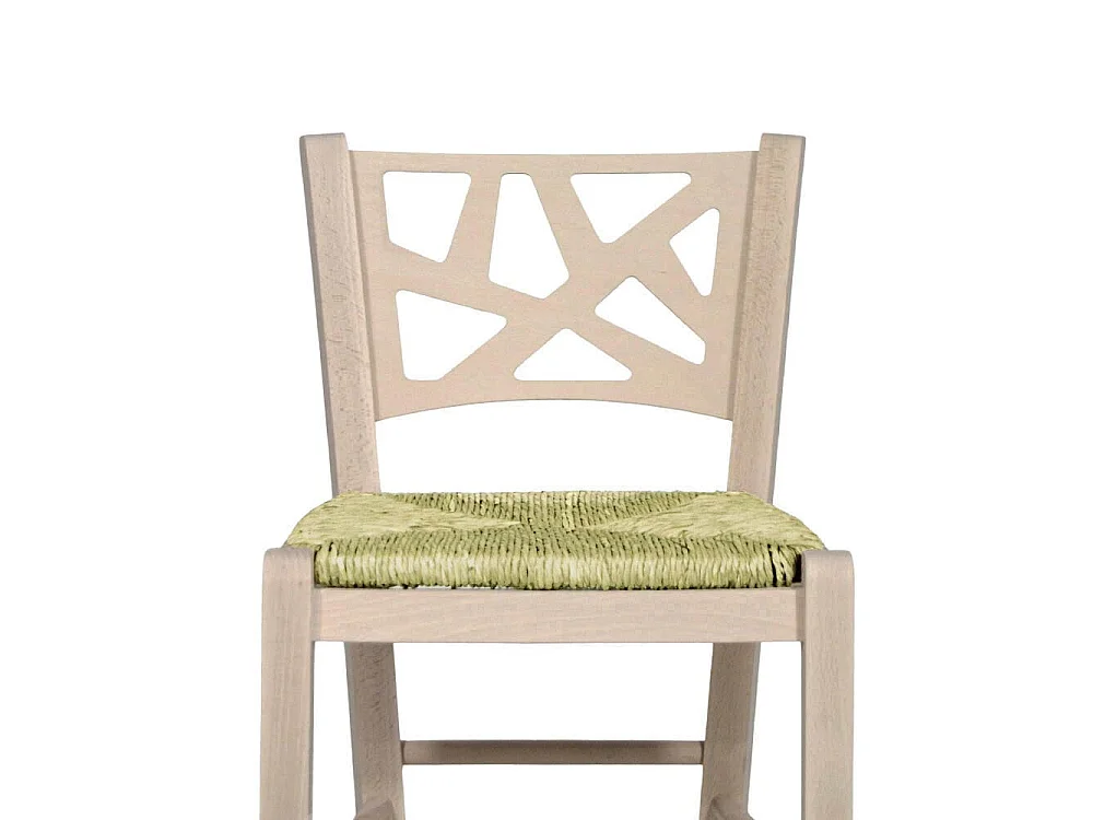 Tabouret de bar haut en bois brut à peindre, hauteur 73 cm, assise en paille