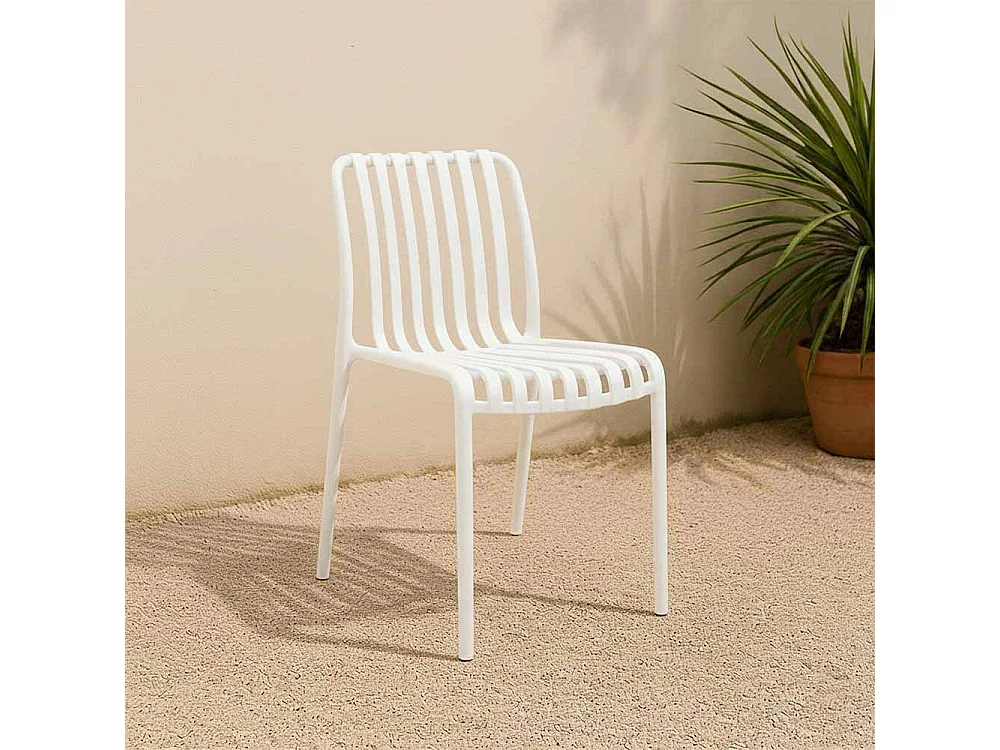 Iside buitenstoel van duurzaam kunststof, premium comfort, wit