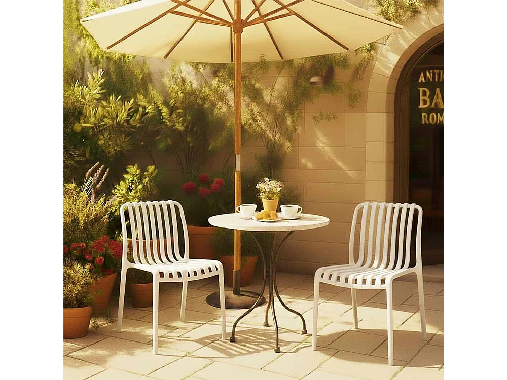 Iside buitenstoel van duurzaam kunststof, premium comfort, wit