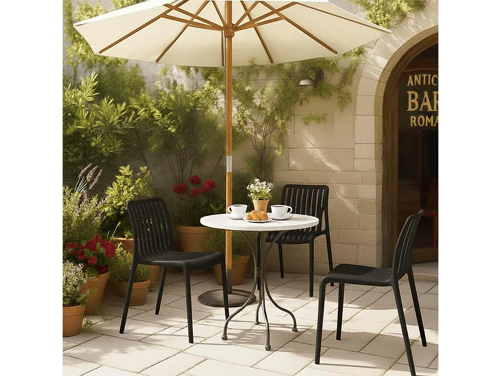 Iside buitenstoel van duurzaam kunststof, premium comfort in zwart