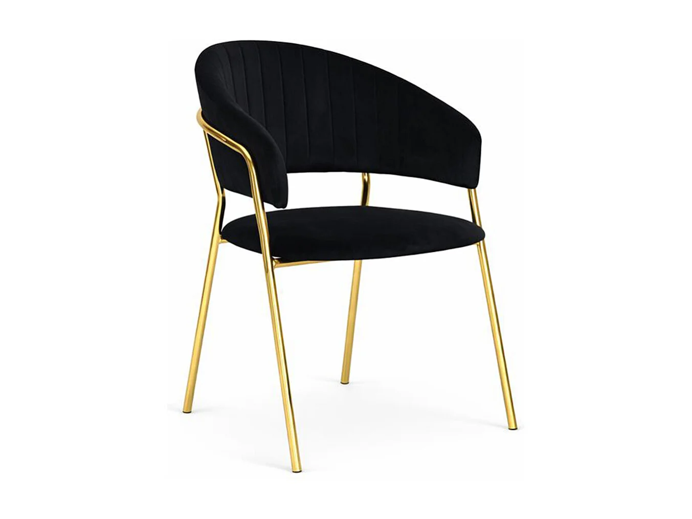 Aurelia eetkamerstoelen, set van 4, met zwarte fluwelen rugleuning.