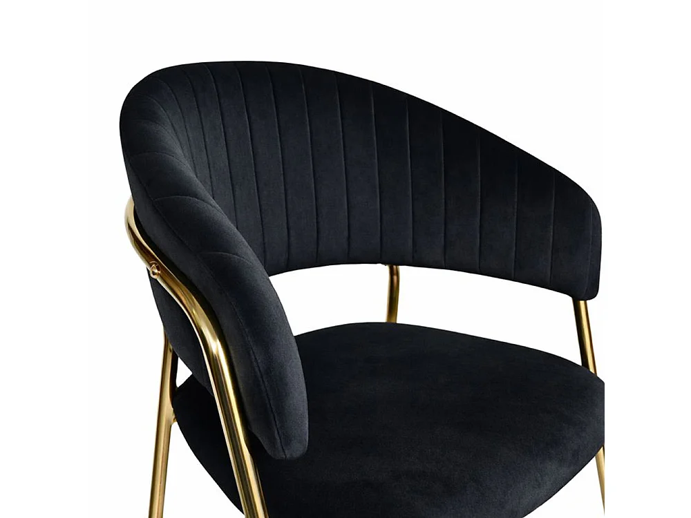 Aurelia eetkamerstoelen, set van 4, met zwarte fluwelen rugleuning.