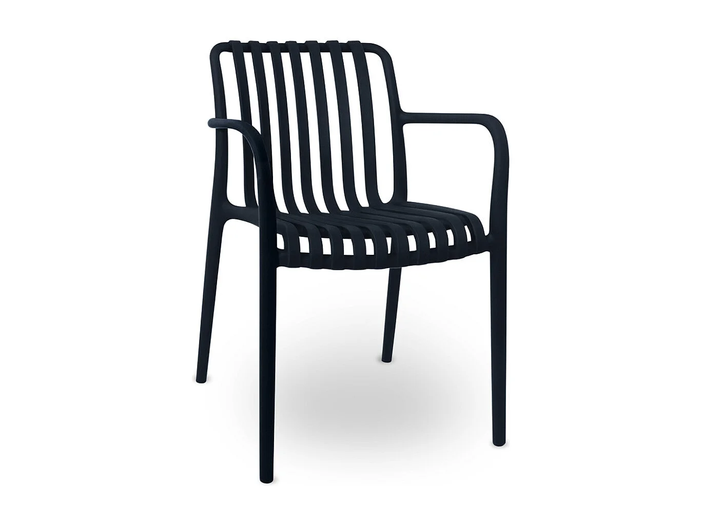 Chaise d'extérieur Iside en plastique vert pétrole, offrant un confort optimal et des accoudoirs.