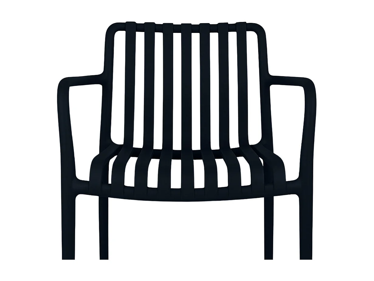 Chaise d'extérieur Iside en plastique vert pétrole, offrant un confort optimal et des accoudoirs.