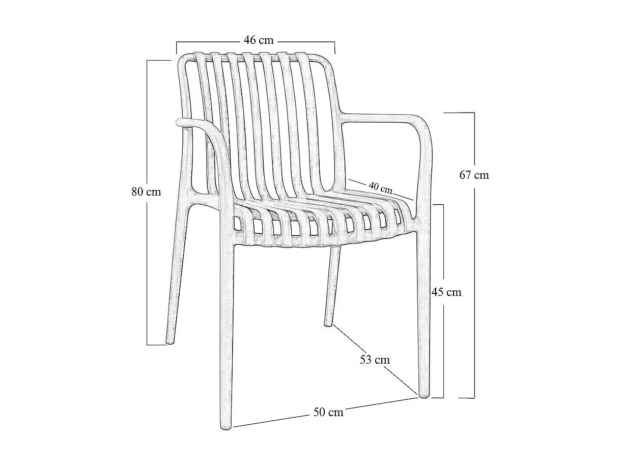 Chaise d'extérieur Iside en plastique vert pétrole, offrant un confort optimal et des accoudoirs.