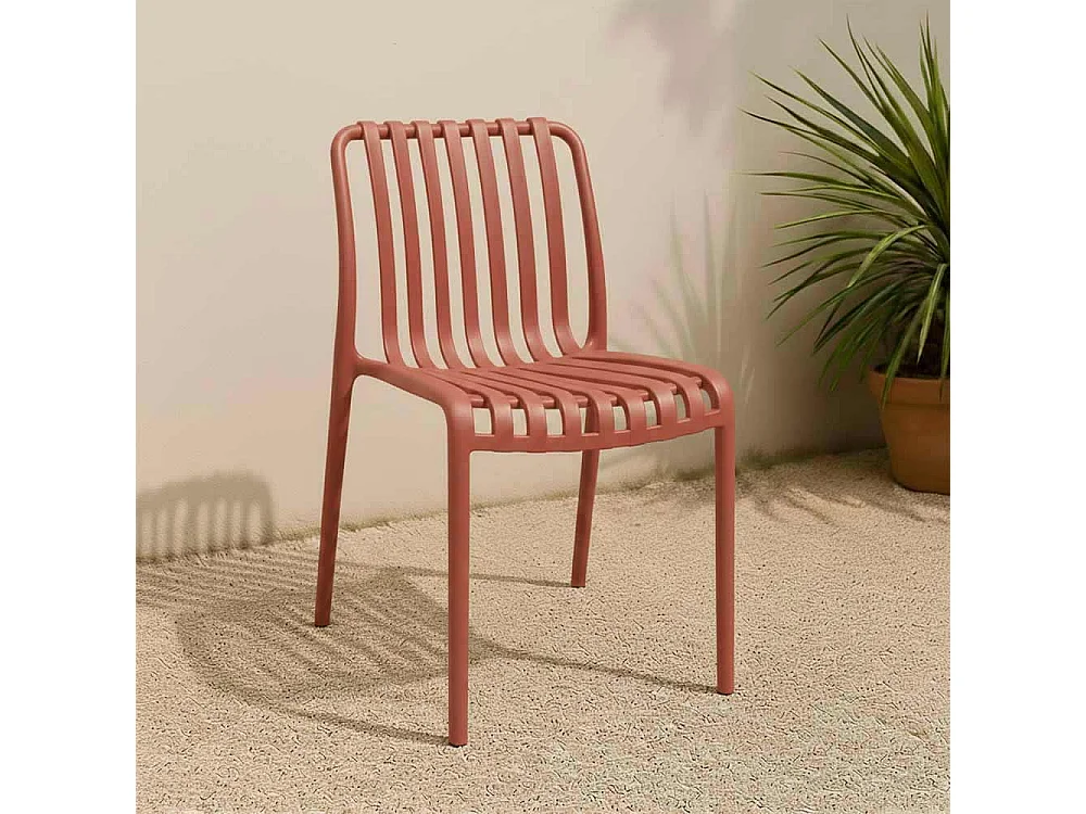 Iside buitenstoel van duurzaam kunststof, premium comfort, baksteenrood