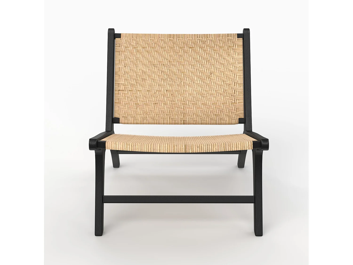 Poltrona in legno di teak nero e intreccio a zigzag in rattan - Kilka
