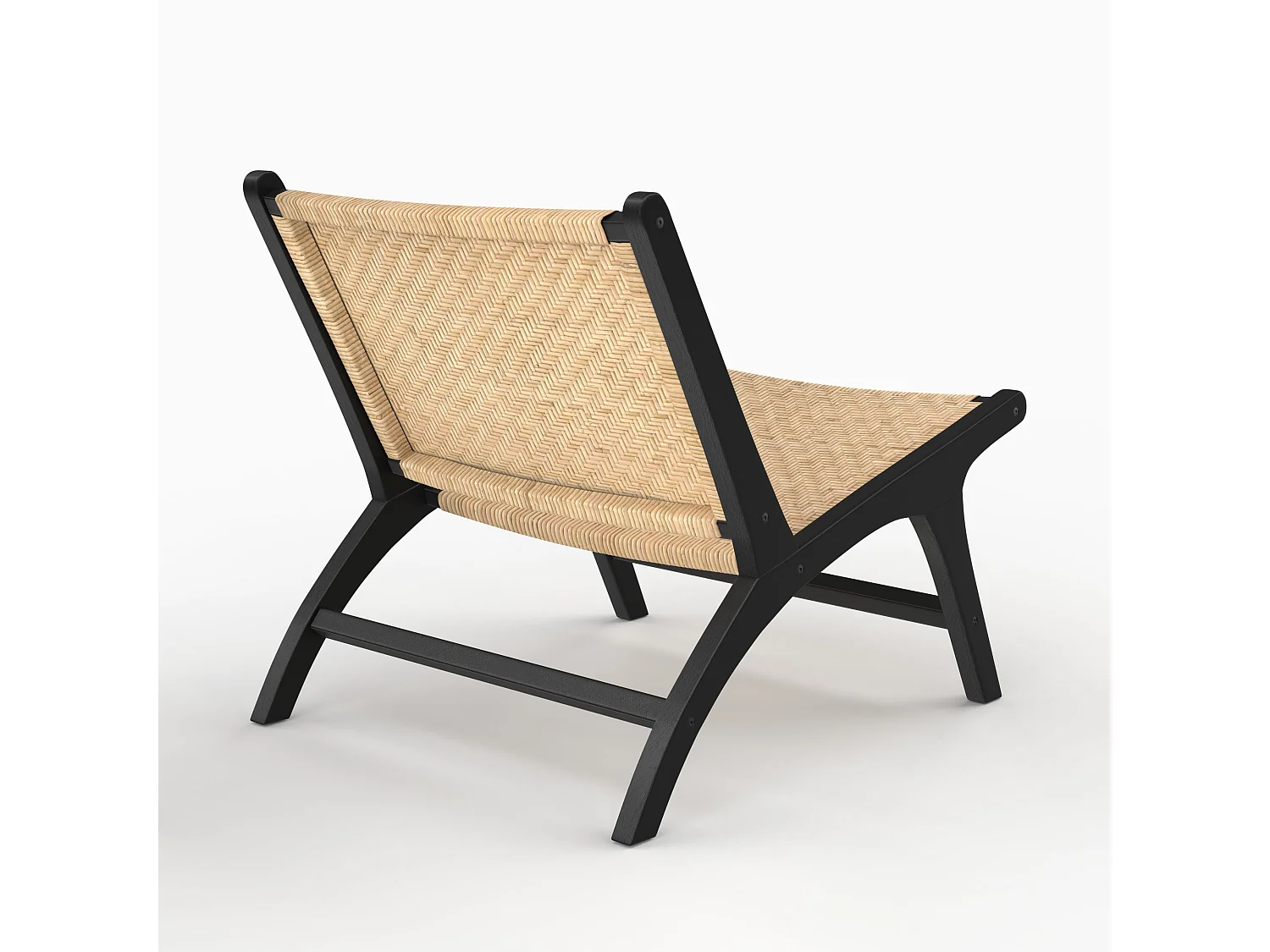 Poltrona in legno di teak nero e intreccio a zigzag in rattan - Kilka