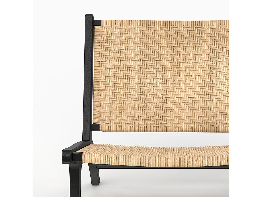 Poltrona in legno di teak nero e intreccio a zigzag in rattan - Kilka