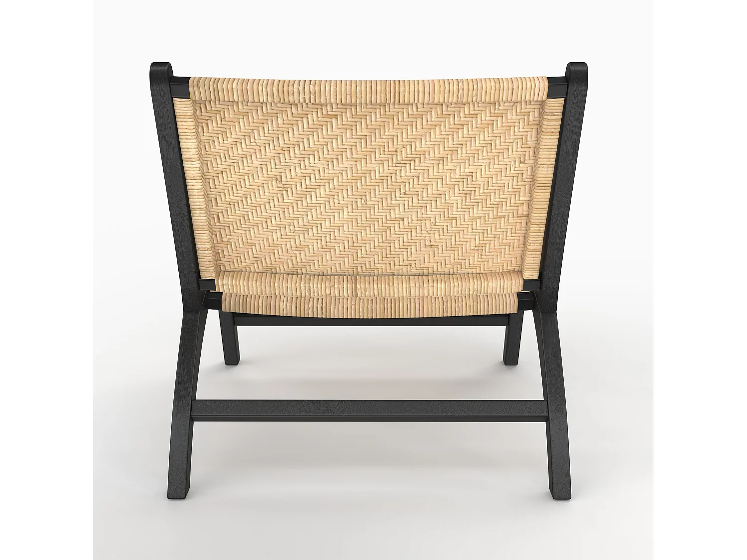 Poltrona in legno di teak nero e intreccio a zigzag in rattan - Kilka