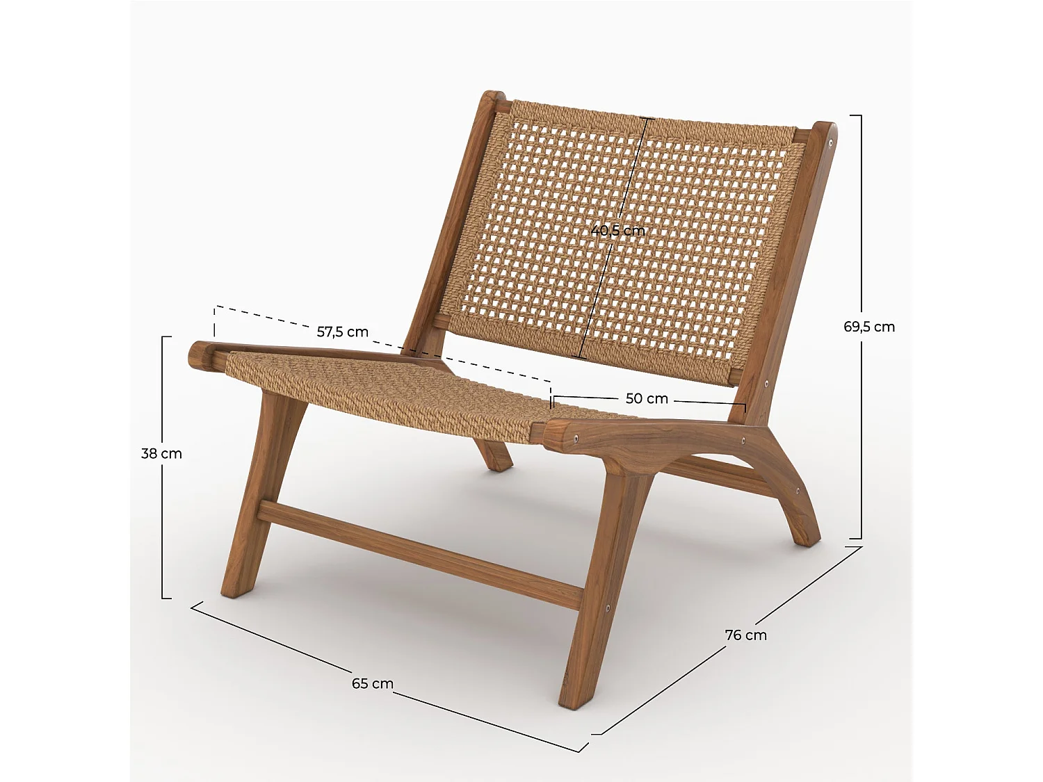 Sillón de madera de teca y tejido sintético - Kilka