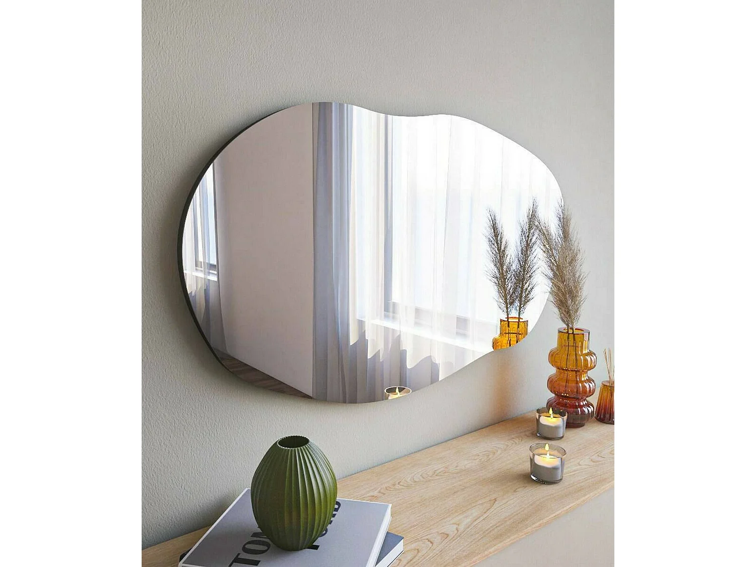 Espejito Dpecchi, Espejo, Objeto de decoración de pared, Decoración de espejo, 52x2h89 cm, Negro