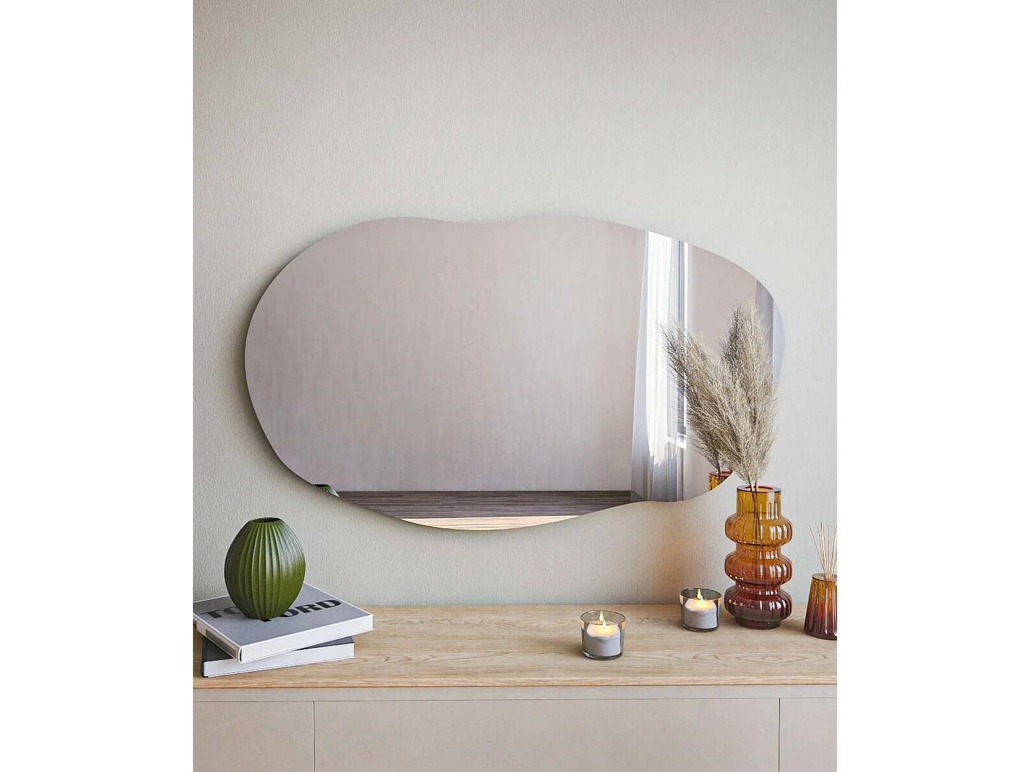 Espejito Dpecchi, Espejo, Objeto de decoración de pared, Decoración de espejo, 52x2h89 cm, Negro