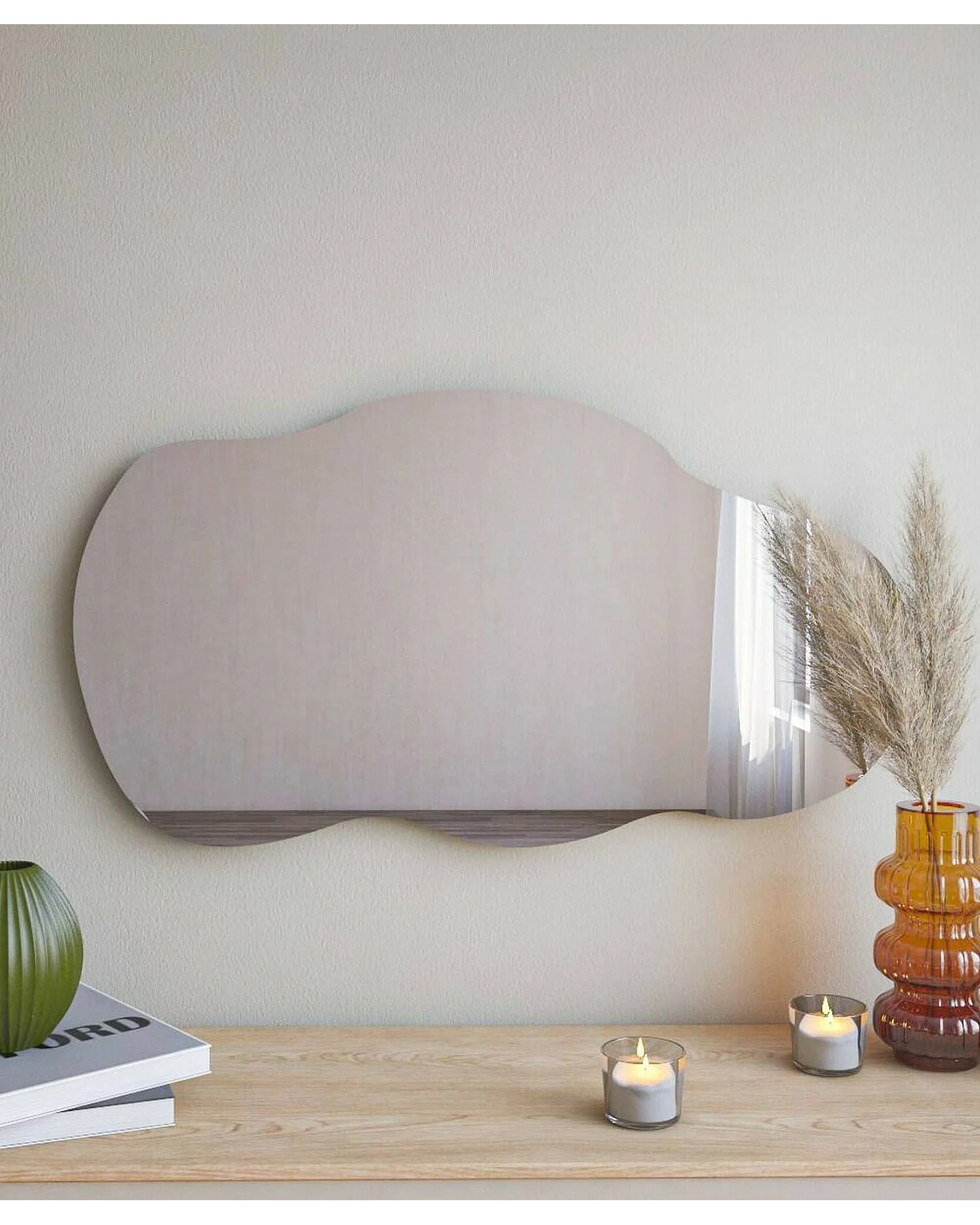 Miroir Megrez, Verre miroité, Objet d'ameublement mural, Décoration avec miroir, 40x2h72 cm, Noir