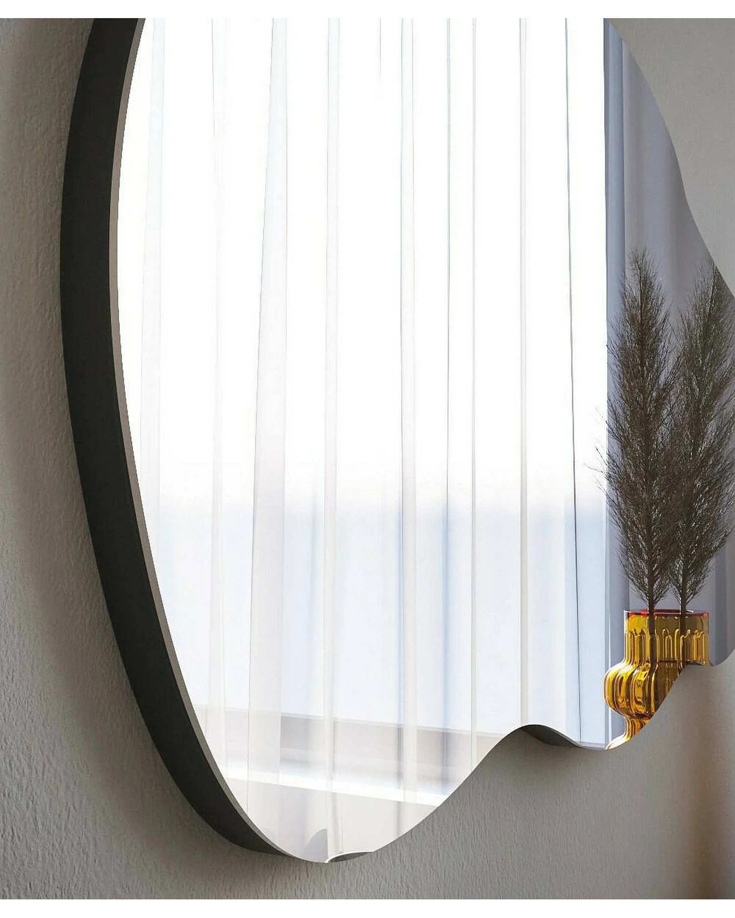 Miroir Megrez, Verre miroité, Objet d'ameublement mural, Décoration avec miroir, 40x2h72 cm, Noir