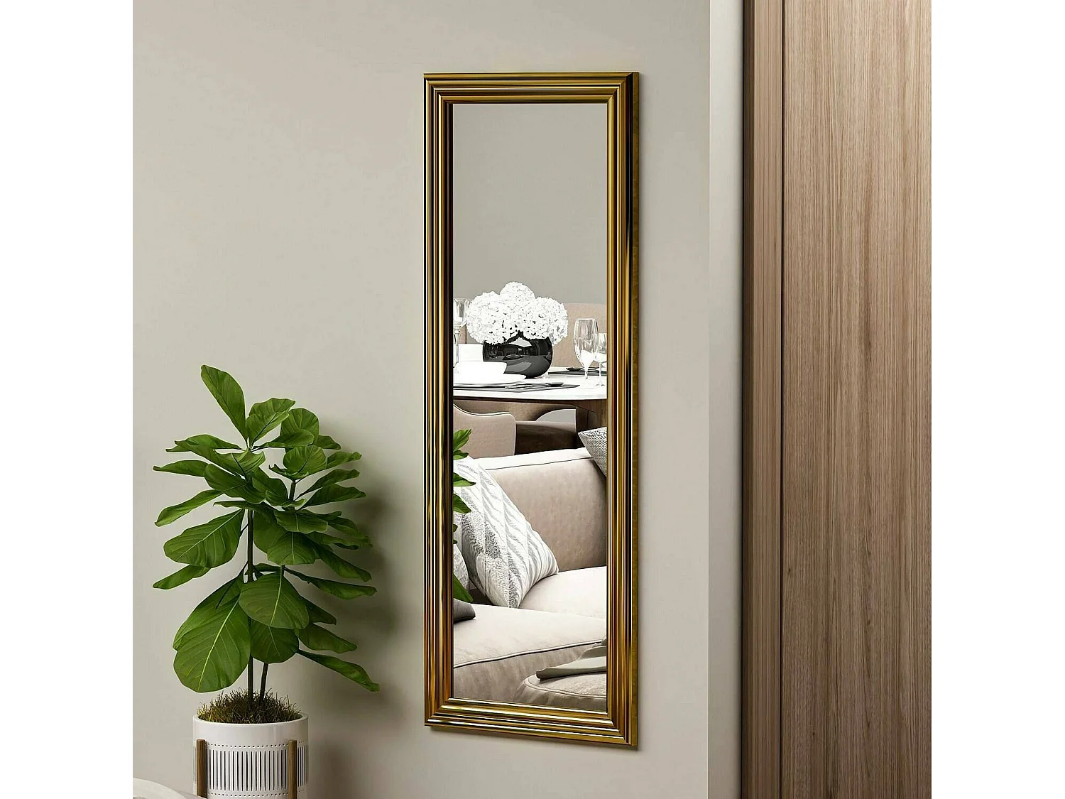 Spiegel Dpresicc, Spiegel, Wandbekleding,Decoratie met spiegel, 40x3h105 cm, Goud