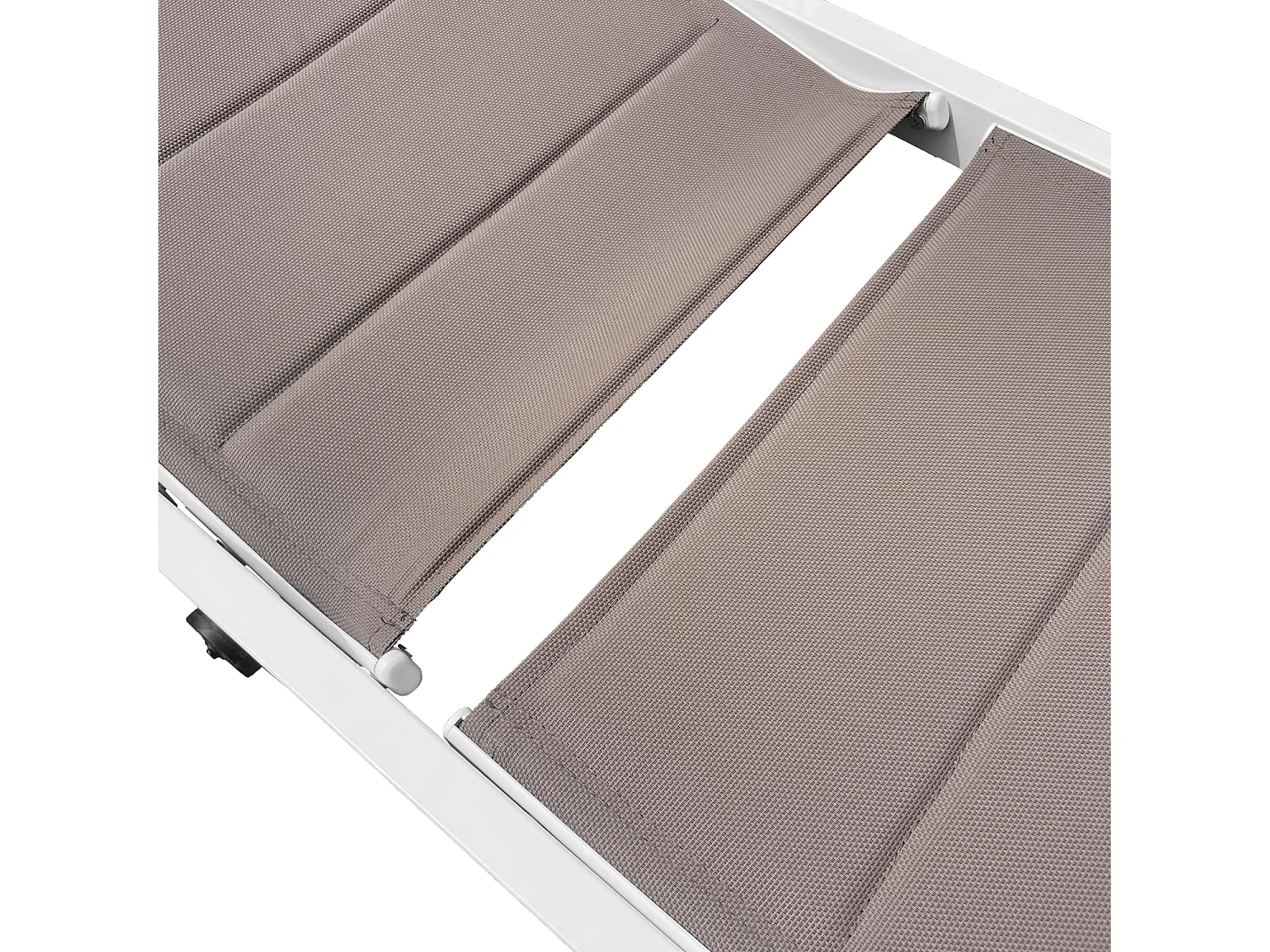 Set bain de soleil et table d'appoint BARBADOS en textilène taupe - aluminium blanc